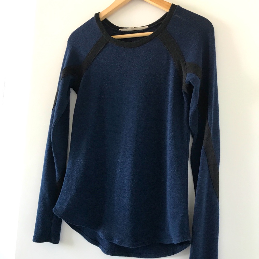 Rachel Roy Blue & Black Long-sleeve Knit Top - S